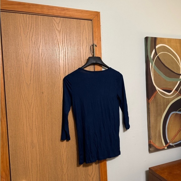 Express NWT Large Solid Purple 3/4 Sleeve Quarter Zip Knit Top - Picture 3 of 4